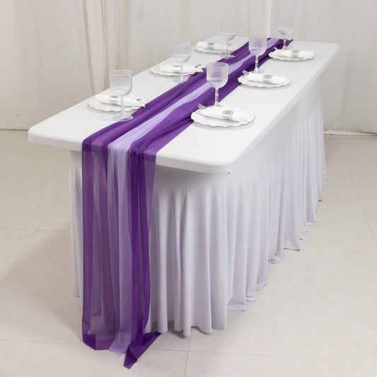 20 - Pack 9ft Sheer Table Runners â€“ Purple/Lavender Lilac Shimmer Sheer Drapes, Wrinkle - Free - Bell Racket Store
