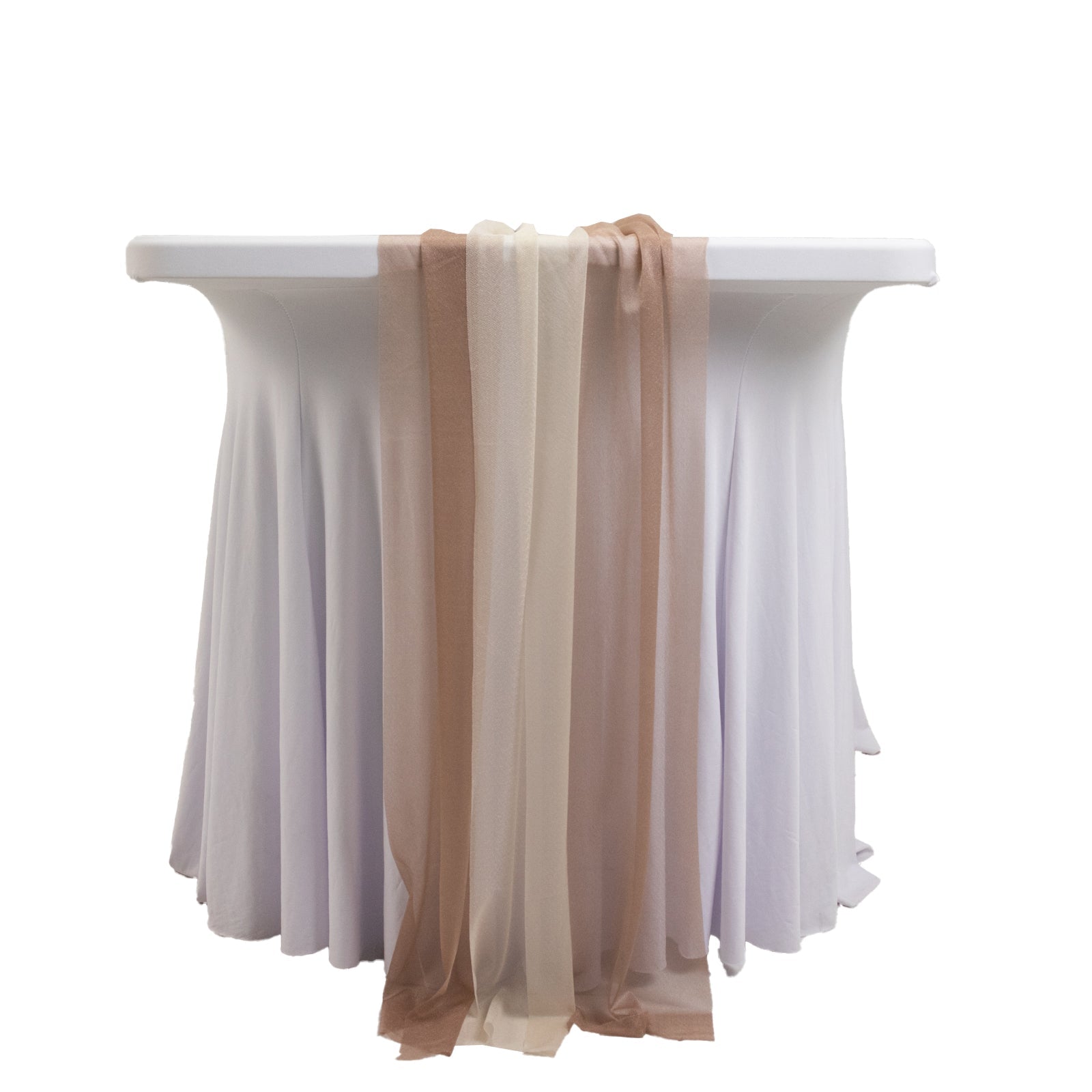 20 - Pack 9ft Sheer Table Runners â€“ Taupe/Beige Shimmer Sheer Drapes, Wrinkle - Free - Bell Racket Store
