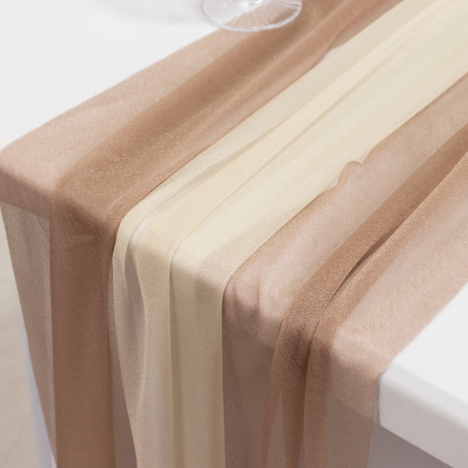 20 - Pack 9ft Sheer Table Runners â€“ Taupe/Beige Shimmer Sheer Drapes, Wrinkle - Free - Bell Racket Store