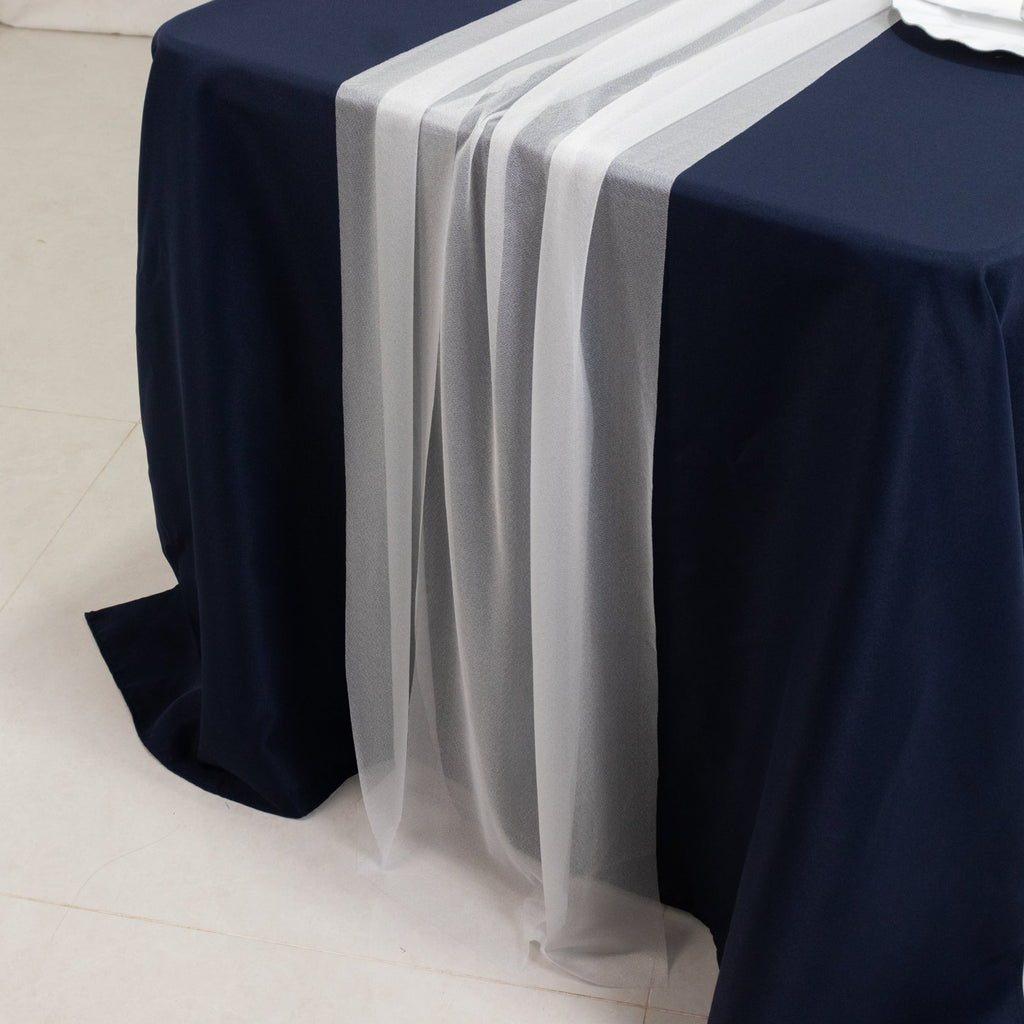 20 - Pack 9ft Sheer Table Runners â€“ White Shimmer Sheer Drapes, Wrinkle - Free - Bell Racket Store