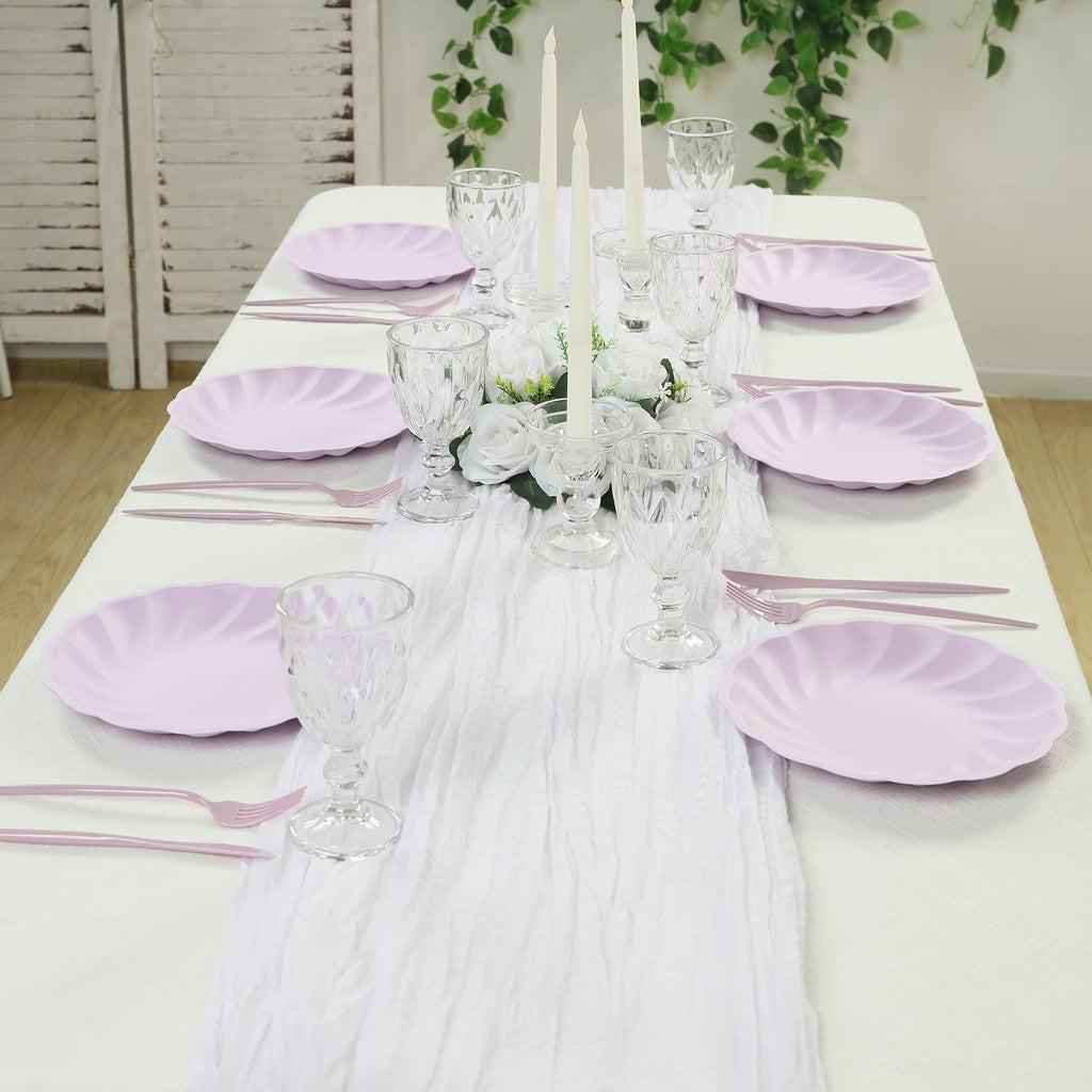 20 Pack Biodegradable Dinner Plates in Lavender Lilac â€“ 9" Swirl Scalloped Pastel Color Compostable Bamboo Party Plates, Elegant Disposable Tableware - Bell Racket Store