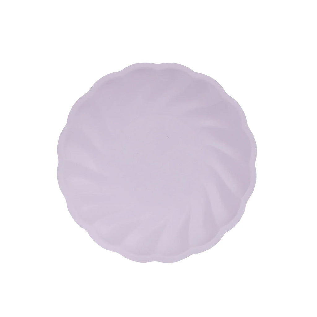 20 Pack Biodegradable Dinner Plates in Lavender Lilac â€“ 9" Swirl Scalloped Pastel Color Compostable Bamboo Party Plates, Elegant Disposable Tableware - Bell Racket Store