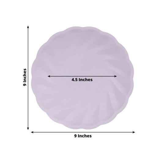 20 Pack Biodegradable Dinner Plates in Lavender Lilac â€“ 9" Swirl Scalloped Pastel Color Compostable Bamboo Party Plates, Elegant Disposable Tableware - Bell Racket Store