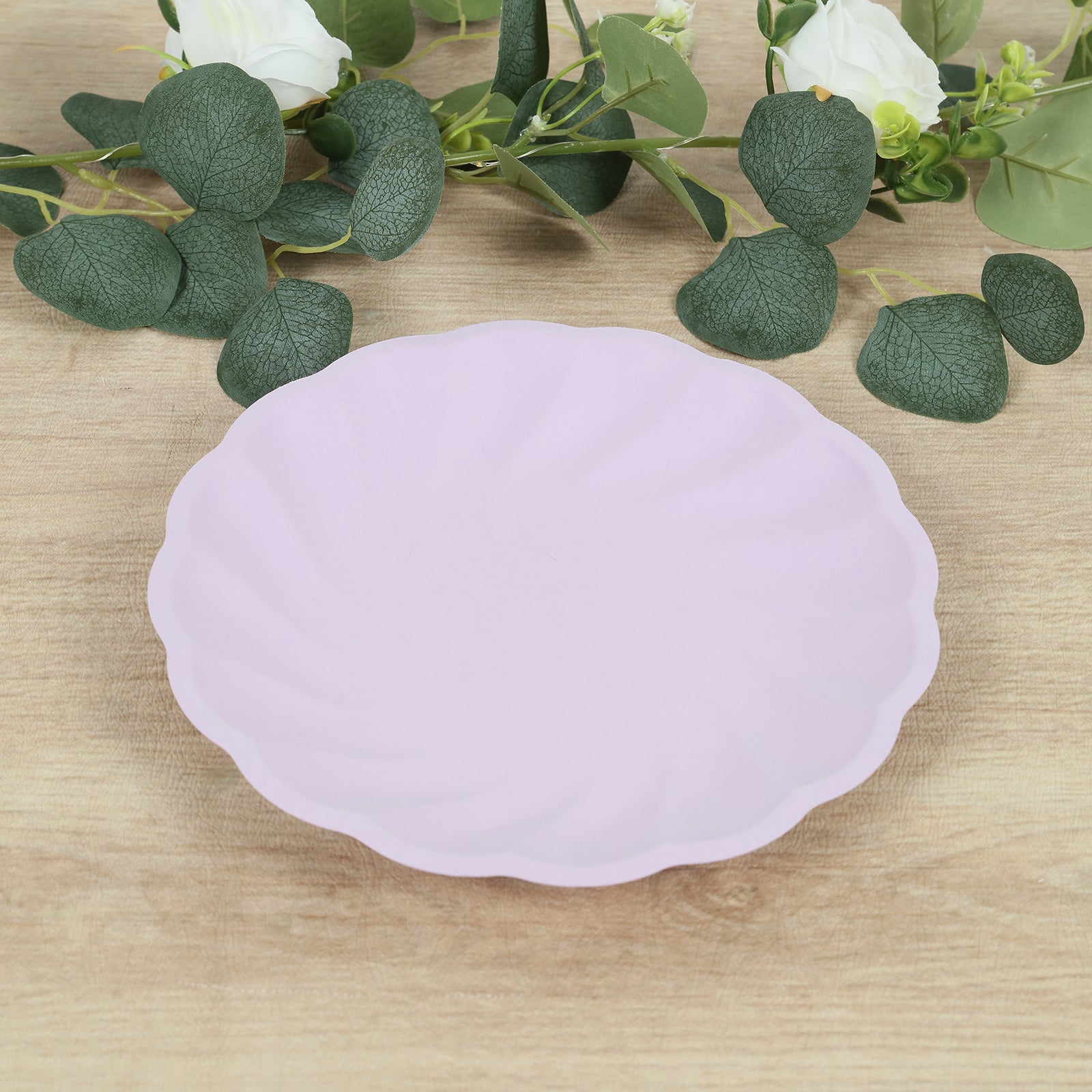 20 Pack Biodegradable Dinner Plates in Lavender Lilac â€“ 9" Swirl Scalloped Pastel Color Compostable Bamboo Party Plates, Elegant Disposable Tableware - Bell Racket Store