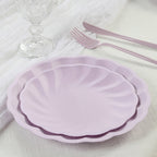 20 Pack Biodegradable Salad Plates in Lavender Lilac â€“ 7" Swirl Scalloped Pastel Color Compostable Bamboo Dessert Plates, Elegant Disposable Tableware - Bell Racket Store
