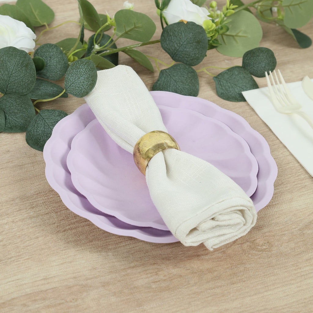 20 Pack Biodegradable Salad Plates in Lavender Lilac â€“ 7" Swirl Scalloped Pastel Color Compostable Bamboo Dessert Plates, Elegant Disposable Tableware - Bell Racket Store