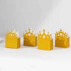 20 - Pack Cardstock Favor Boxes Gold Glitter Princess Crown Design - Regal Fantasy Fairytale Inspired Treat Bags for Wedding Birthday Baby Shower Decorations 3.5"x 2"x 5" - Bell Racket Store