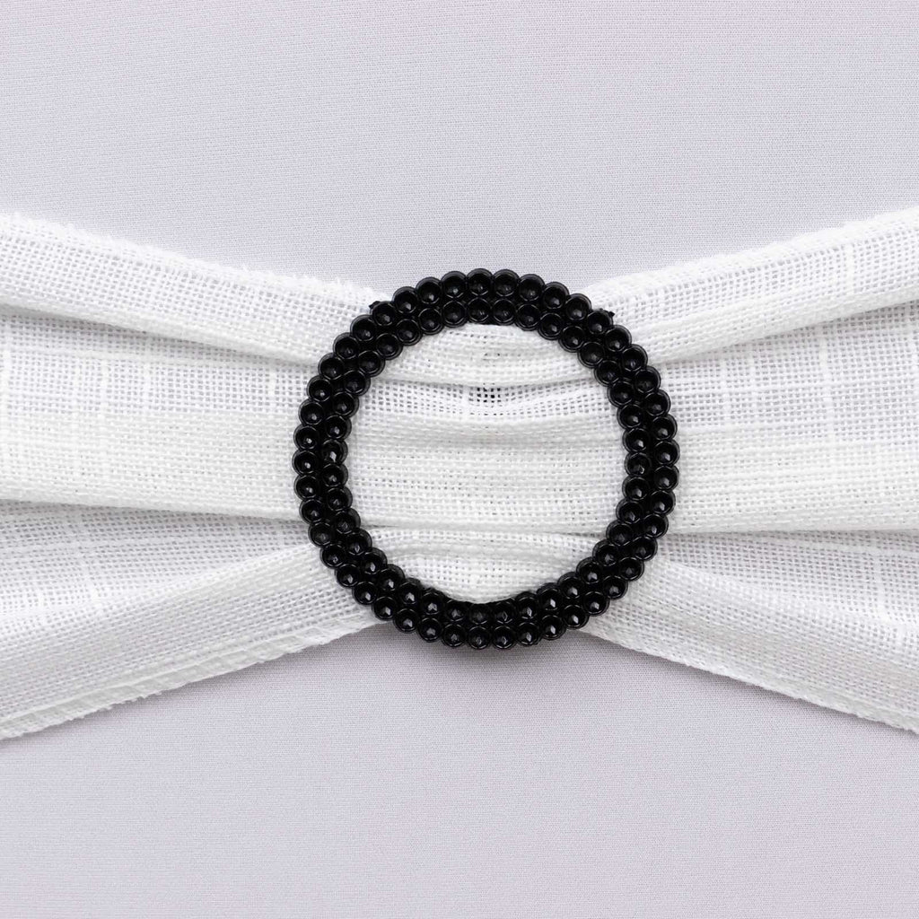 20 Pack Diamond Round Chair Sash Band Buckle Pins Black - Timeless Rhinestone Napkin Rings 2.5" - Bell Racket Store