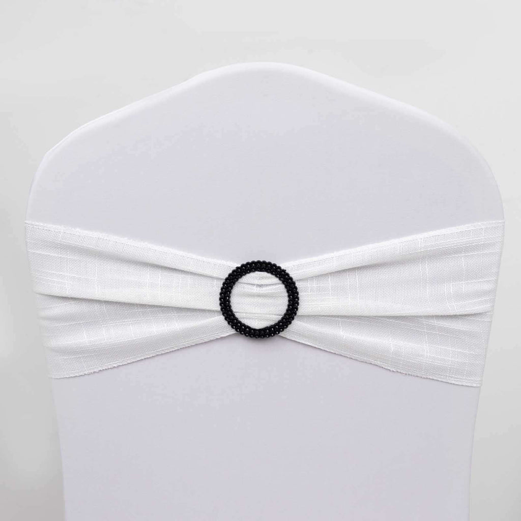 20 Pack Diamond Round Chair Sash Band Buckle Pins Black - Timeless Rhinestone Napkin Rings 2.5" - Bell Racket Store