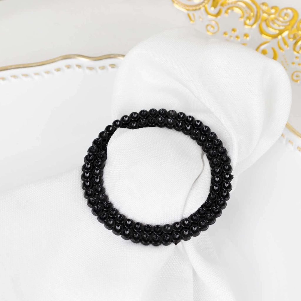 20 Pack Diamond Round Chair Sash Band Buckle Pins Black - Timeless Rhinestone Napkin Rings 2.5" - Bell Racket Store