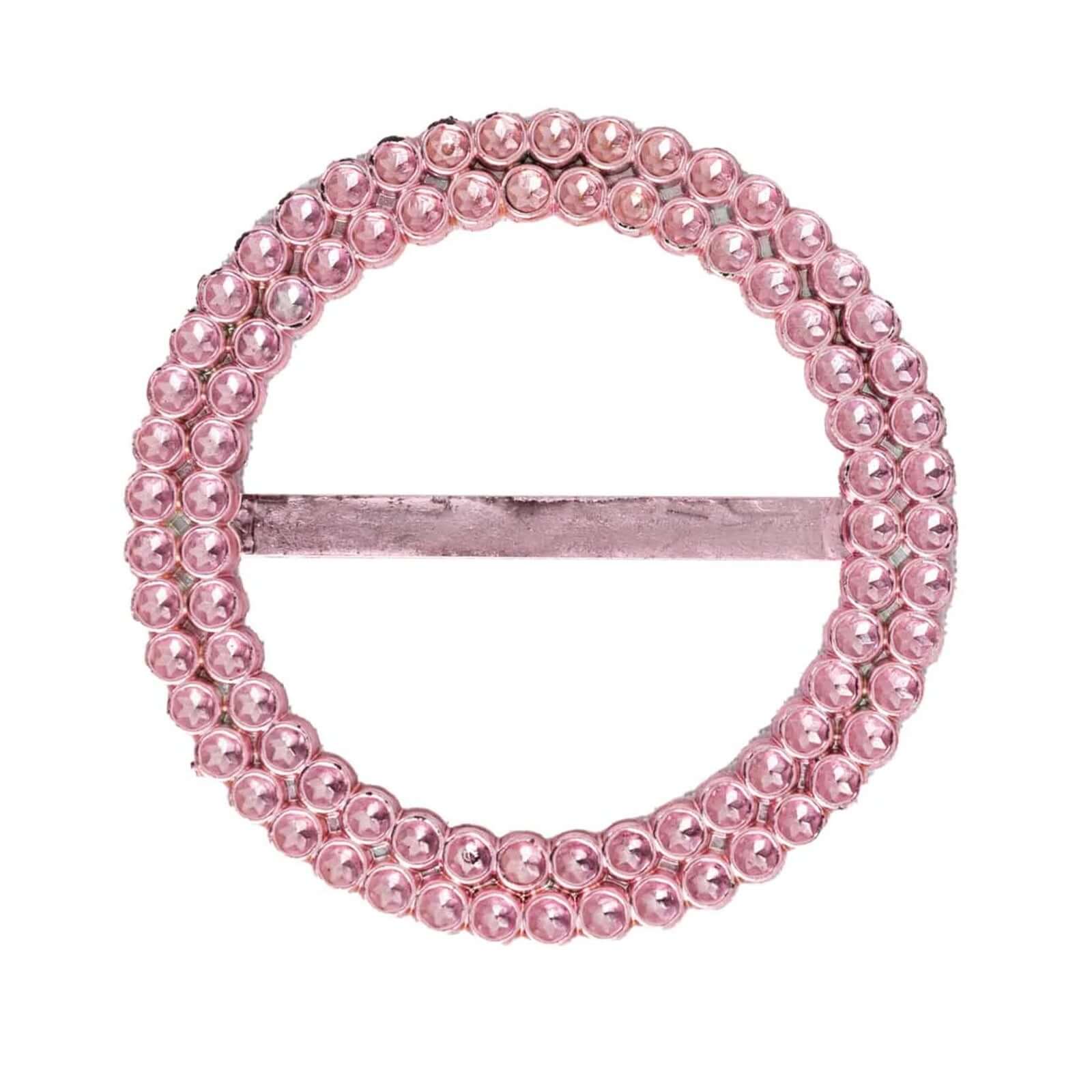 20 Pack Diamond Round Chair Sash Band Buckle Pins Pink - Timeless Rhinestone Napkin Rings 2.5" - Bell Racket Store