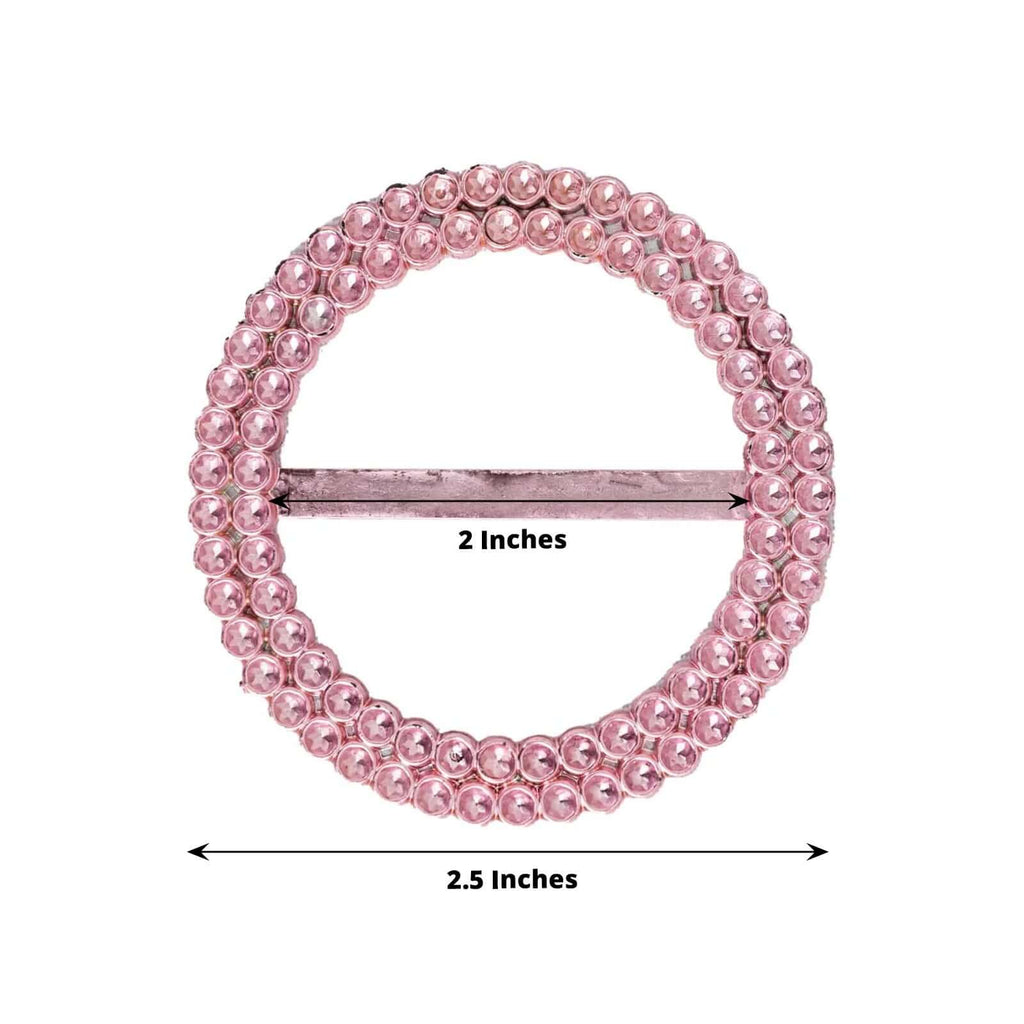20 Pack Diamond Round Chair Sash Band Buckle Pins Pink - Timeless Rhinestone Napkin Rings 2.5" - Bell Racket Store