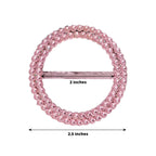 20 Pack Diamond Round Chair Sash Band Buckle Pins Pink - Timeless Rhinestone Napkin Rings 2.5" - Bell Racket Store