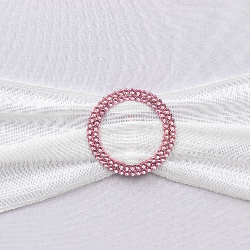 20 Pack Diamond Round Chair Sash Band Buckle Pins Pink - Timeless Rhinestone Napkin Rings 2.5" - Bell Racket Store