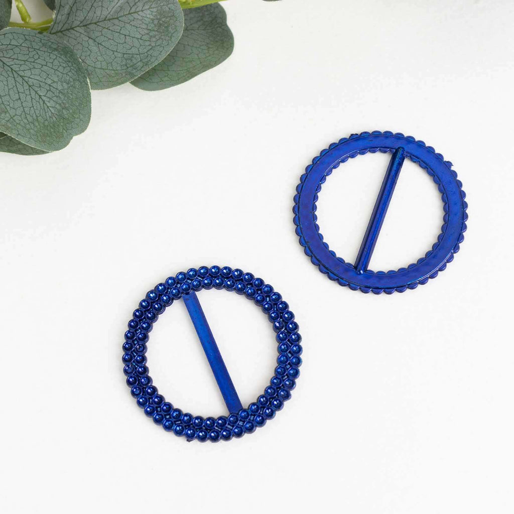 20 Pack Diamond Round Chair Sash Band Buckle Pins Royal Blue - Timeless Rhinestone Napkin Rings 2.5" - Bell Racket Store