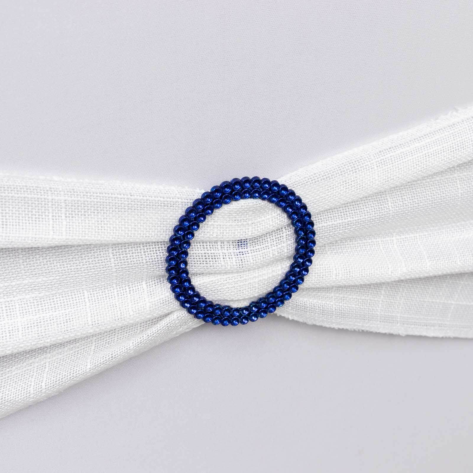 20 Pack Diamond Round Chair Sash Band Buckle Pins Royal Blue - Timeless Rhinestone Napkin Rings 2.5" - Bell Racket Store