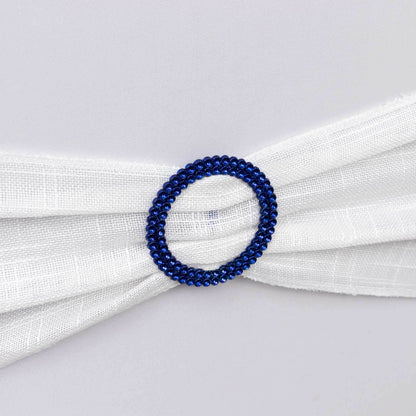 20 Pack Diamond Round Chair Sash Band Buckle Pins Royal Blue - Timeless Rhinestone Napkin Rings 2.5" - Bell Racket Store