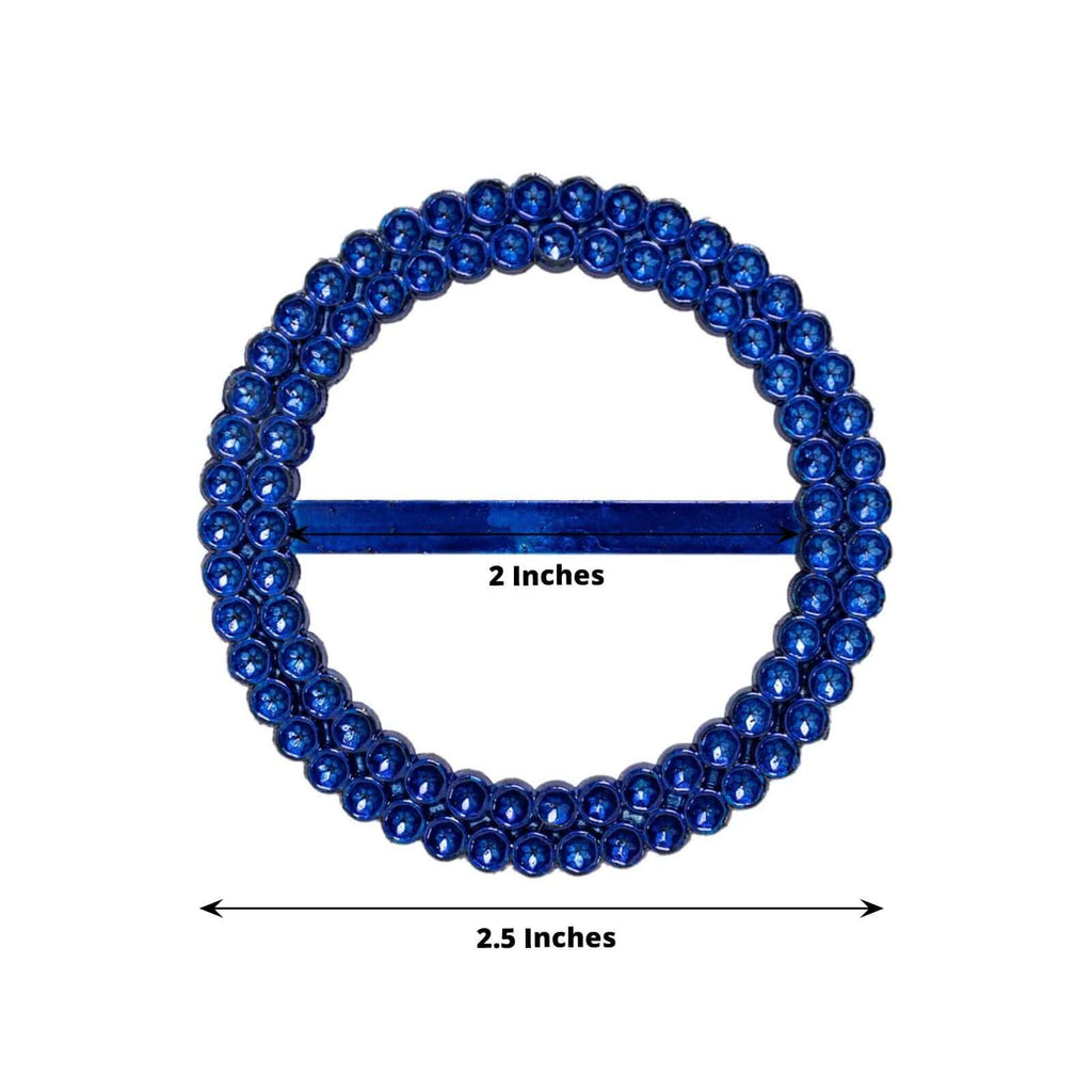 20 Pack Diamond Round Chair Sash Band Buckle Pins Royal Blue - Timeless Rhinestone Napkin Rings 2.5" - Bell Racket Store