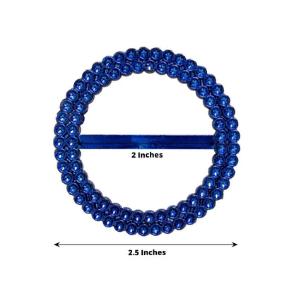 20 Pack Diamond Round Chair Sash Band Buckle Pins Royal Blue - Timeless Rhinestone Napkin Rings 2.5" - Bell Racket Store