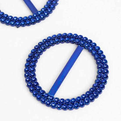 20 Pack Diamond Round Chair Sash Band Buckle Pins Royal Blue - Timeless Rhinestone Napkin Rings 2.5" - Bell Racket Store