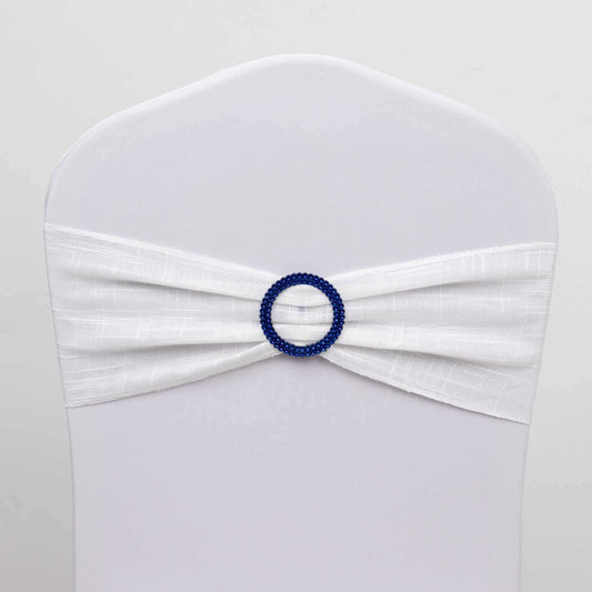 20 Pack Diamond Round Chair Sash Band Buckle Pins Royal Blue - Timeless Rhinestone Napkin Rings 2.5" - Bell Racket Store