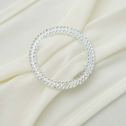 20 Pack Diamond Round Chair Sash Band Buckle Pins Silver - Timeless Rhinestone Napkin Rings 2.5" - Bell Racket Store