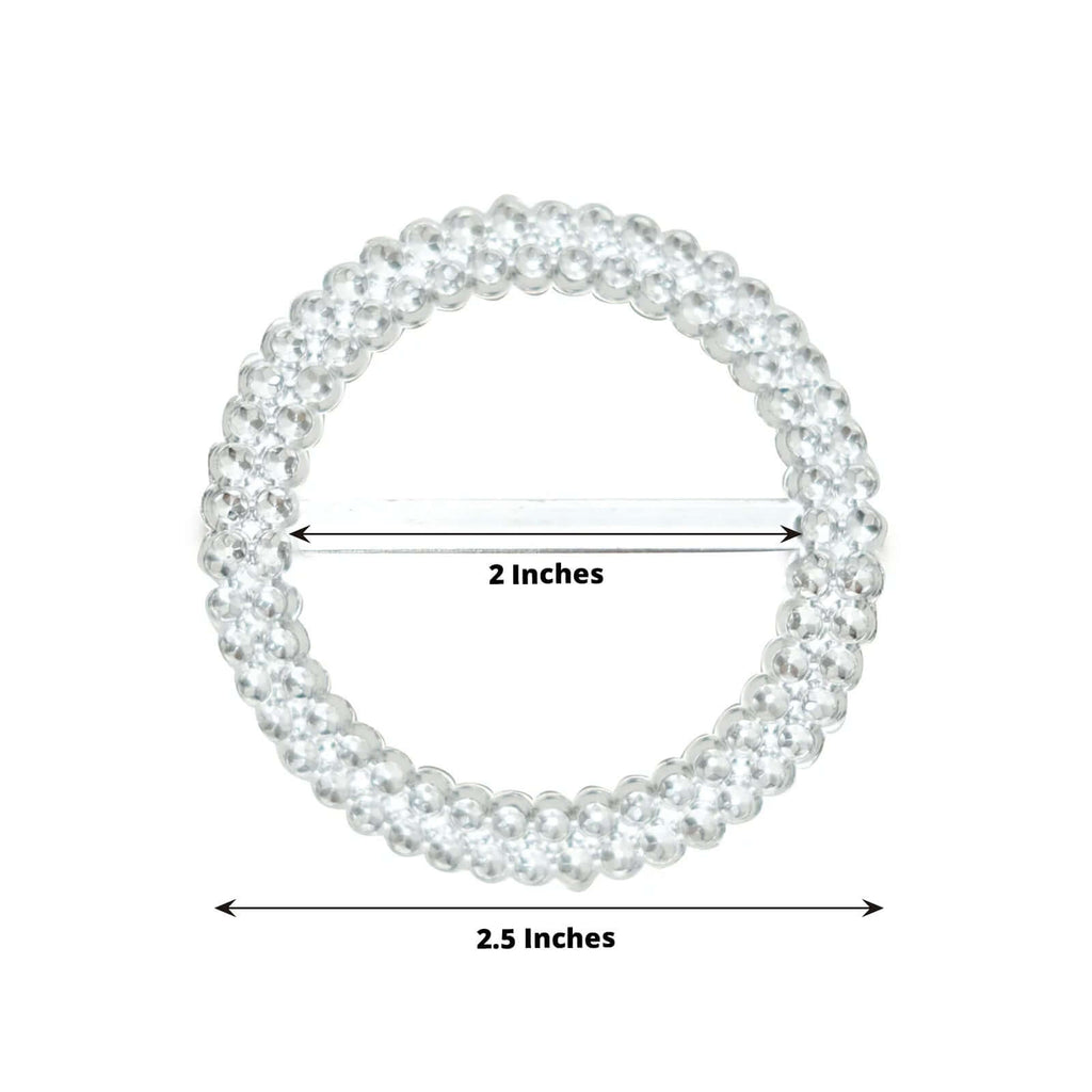 20 Pack Diamond Round Chair Sash Band Buckle Pins Silver - Timeless Rhinestone Napkin Rings 2.5" - Bell Racket Store