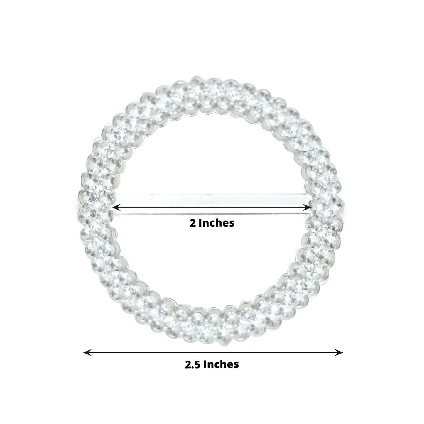 20 Pack Diamond Round Chair Sash Band Buckle Pins Silver - Timeless Rhinestone Napkin Rings 2.5" - Bell Racket Store