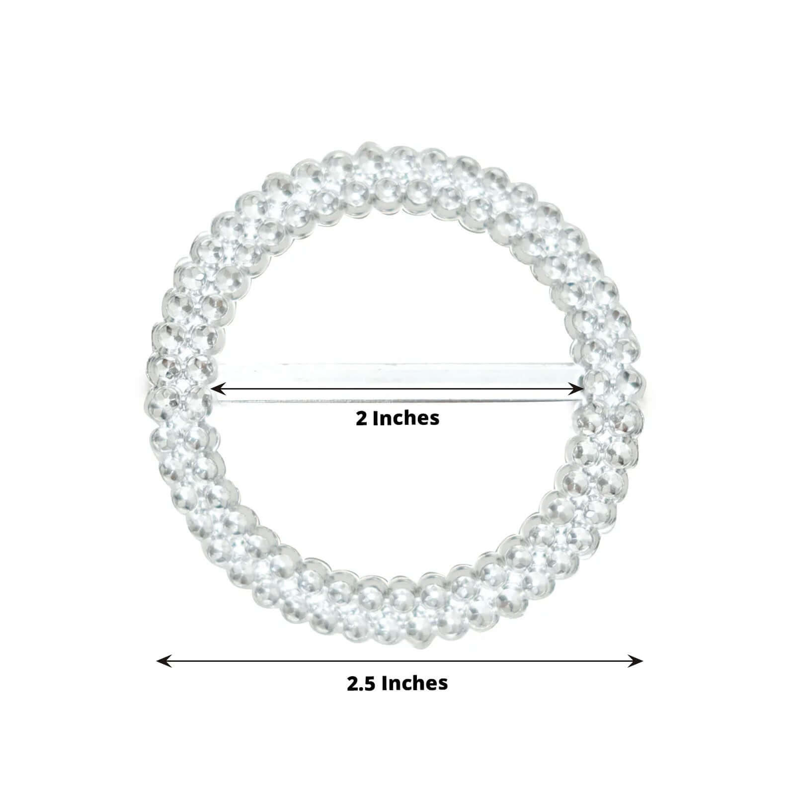 20 Pack Diamond Round Chair Sash Band Buckle Pins Silver - Timeless Rhinestone Napkin Rings 2.5" - Bell Racket Store