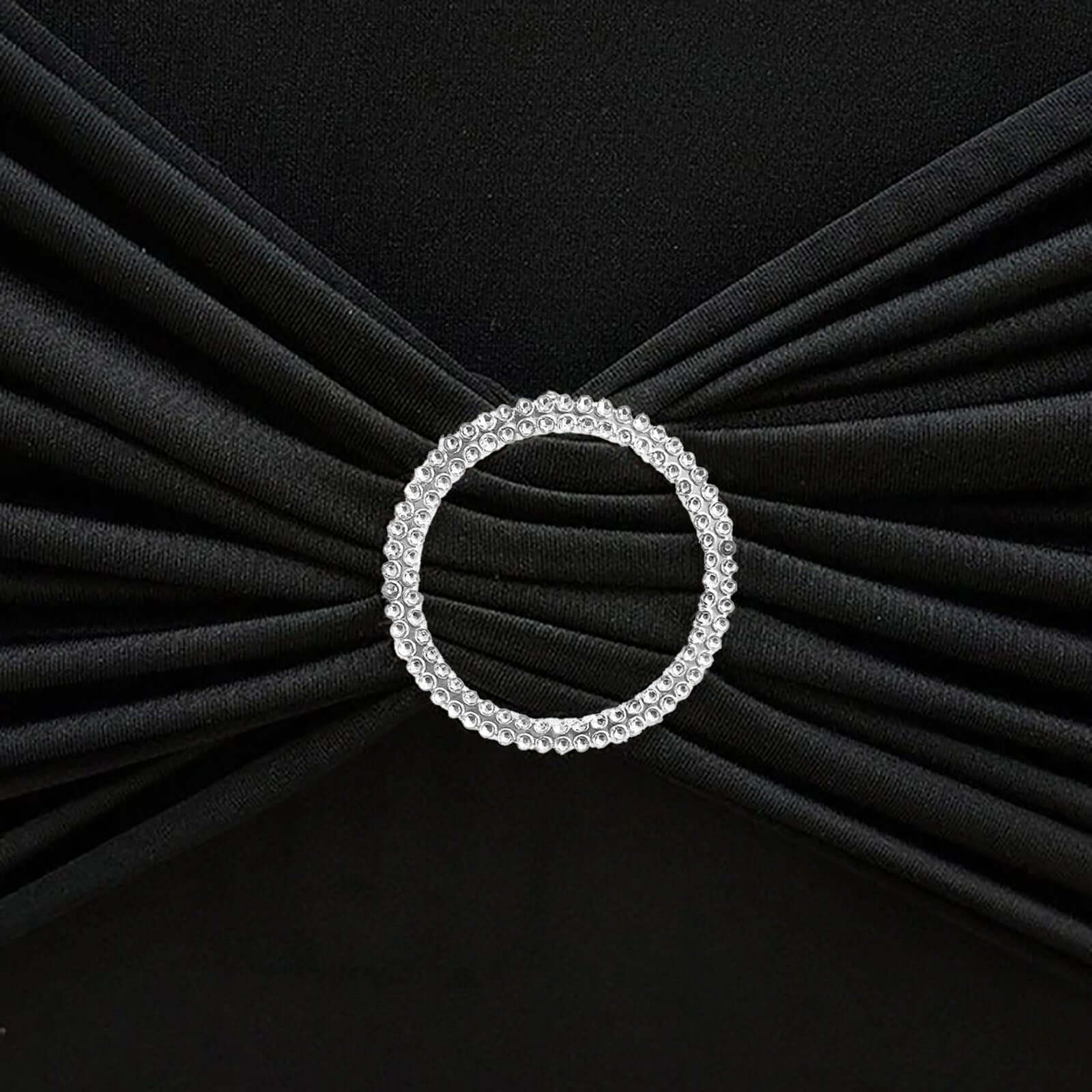 20 Pack Diamond Round Chair Sash Band Buckle Pins Silver - Timeless Rhinestone Napkin Rings 2.5" - Bell Racket Store