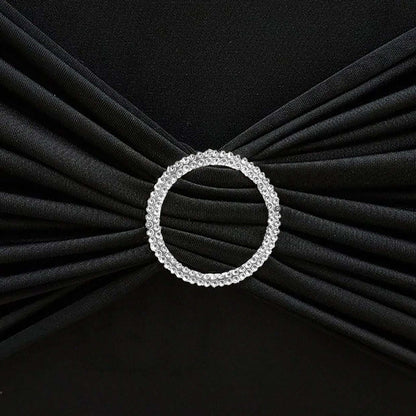 20 Pack Diamond Round Chair Sash Band Buckle Pins Silver - Timeless Rhinestone Napkin Rings 2.5" - Bell Racket Store