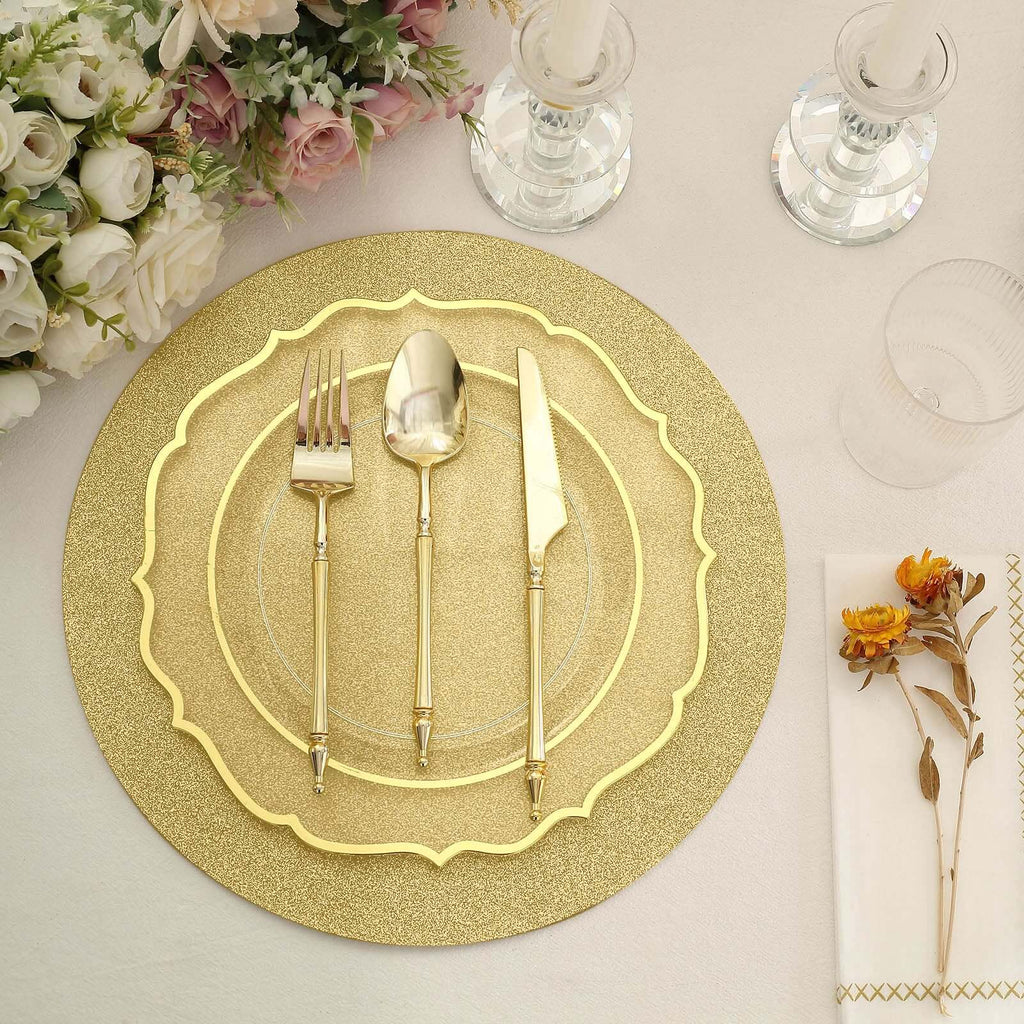 20 - Pack Disposable Table Placemats in Gold Glitter - 210GSM Paper Placemats for Classy Events 13" - Bell Racket Store
