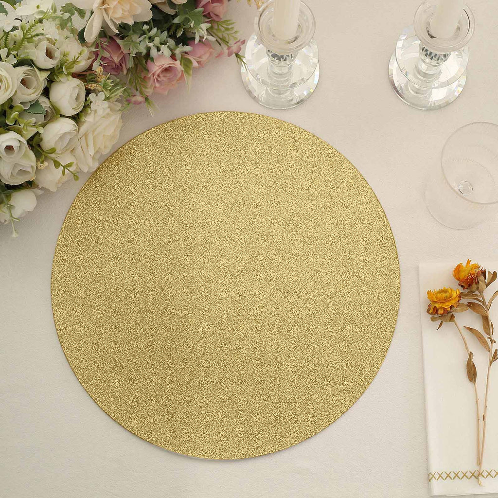 20 - Pack Disposable Table Placemats in Gold Glitter - 210GSM Paper Placemats for Classy Events 13" - Bell Racket Store