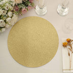 20 - Pack Disposable Table Placemats in Gold Glitter - 210GSM Paper Placemats for Classy Events 13" - Bell Racket Store