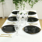 20 - Pack Economy Plastic Round Charger Plates 13" in Black with Gold Embossed Baroque Rim, Stylish Dinner Party Serving Plates - Bell Racket Store