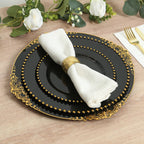 20 - Pack Economy Plastic Round Charger Plates 13" in Black with Gold Embossed Baroque Rim, Stylish Dinner Party Serving Plates - Bell Racket Store