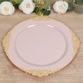 20 - Pack Economy Plastic Round Charger Plates 13" in Blush with Gold Embossed Baroque Rim, Stylish Dinner Party Serving Plates - Bell Racket Store