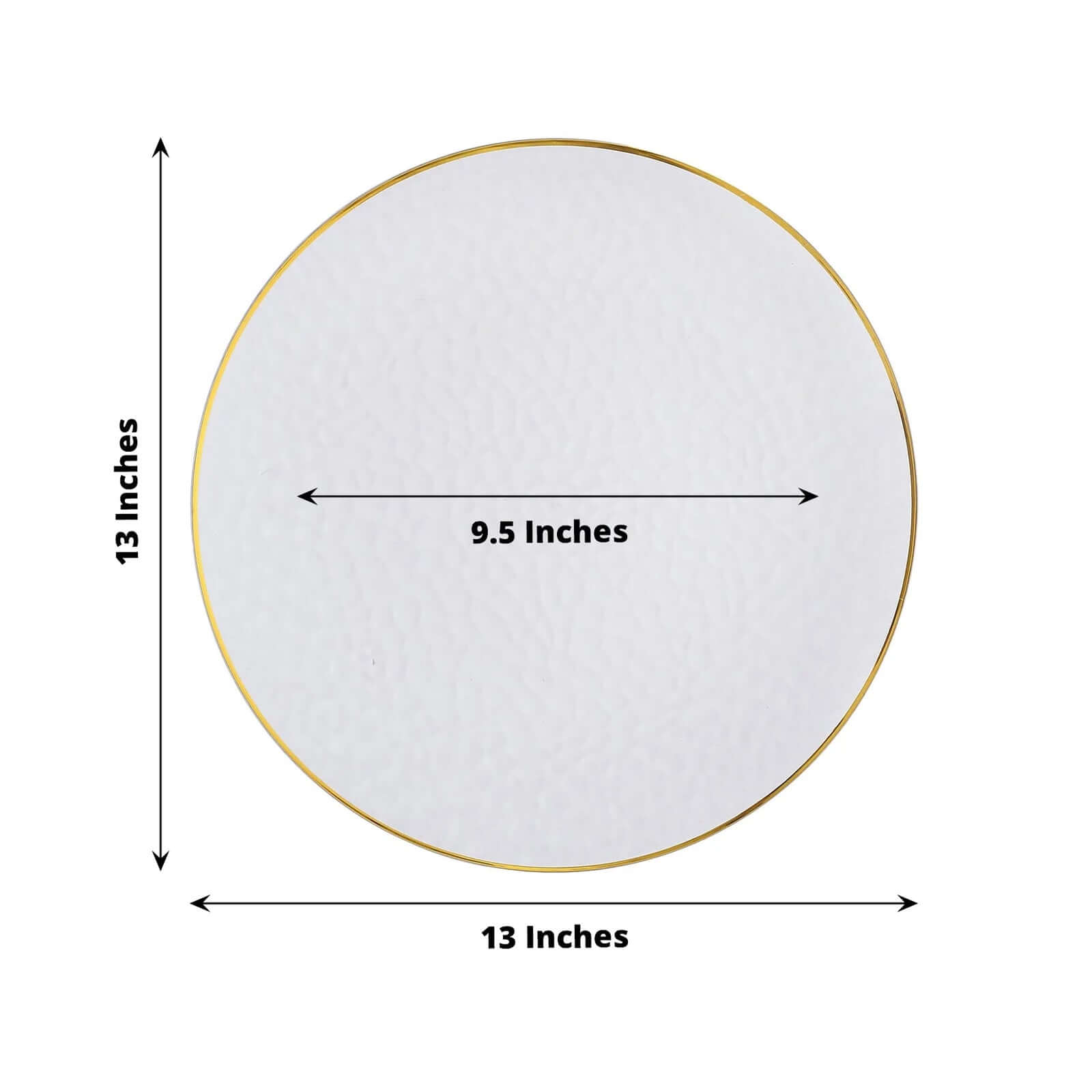 20 Pack Economy Plastic Round Charger Plates 13" in Clear Hammered Design with Gold Rim - Table Setting Plates - Bell Racket Store