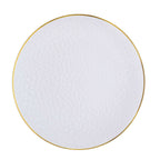 20 Pack Economy Plastic Round Charger Plates 13" in Clear Hammered Design with Gold Rim - Table Setting Plates - Bell Racket Store