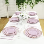 20 - Pack Economy Plastic Round Charger Plates 13" in Lavender Lilac with Gold Embossed Baroque Rim, Stylish Dinner Party Serving Plates - Bell Racket Store