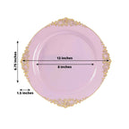 20 - Pack Economy Plastic Round Charger Plates 13" in Lavender Lilac with Gold Embossed Baroque Rim, Stylish Dinner Party Serving Plates - Bell Racket Store