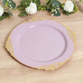 20 - Pack Economy Plastic Round Charger Plates 13" in Lavender Lilac with Gold Embossed Baroque Rim, Stylish Dinner Party Serving Plates - Bell Racket Store