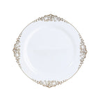 20 - Pack Economy Plastic Round Charger Plates 13" in White with Gold Embossed Baroque Rim, Stylish Dinner Party Serving Plates - Bell Racket Store