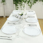 20 - Pack Economy Plastic Round Charger Plates 13" in White with Silver Embossed Baroque Rim, Stylish Dinner Party Serving Plates - Bell Racket Store