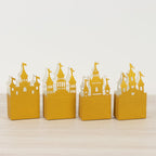 20 Pack Gold Glitter Fairy Tale Castle Favor Boxes, Princess Theme Cardstock Paper Candy Boxes Party Decorations - 3.5"x2"x6.5" - Bell Racket Store