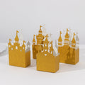 20 Pack Gold Glitter Fairy Tale Castle Favor Boxes, Princess Theme Cardstock Paper Candy Boxes Party Decorations - 3.5"x2"x6.5" - Bell Racket Store