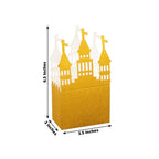 20 Pack Gold Glitter Fairy Tale Castle Favor Boxes, Princess Theme Cardstock Paper Candy Boxes Party Decorations - 3.5"x2"x6.5" - Bell Racket Store