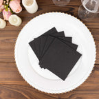 20 Pack Linen - Like Paper 5"x5" Napkins Black - Highly Absorbent Airlaid Napkins - Bell Racket Store
