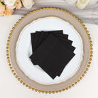 20 Pack Linen - Like Paper 5"x5" Napkins Black - Highly Absorbent Airlaid Napkins - Bell Racket Store