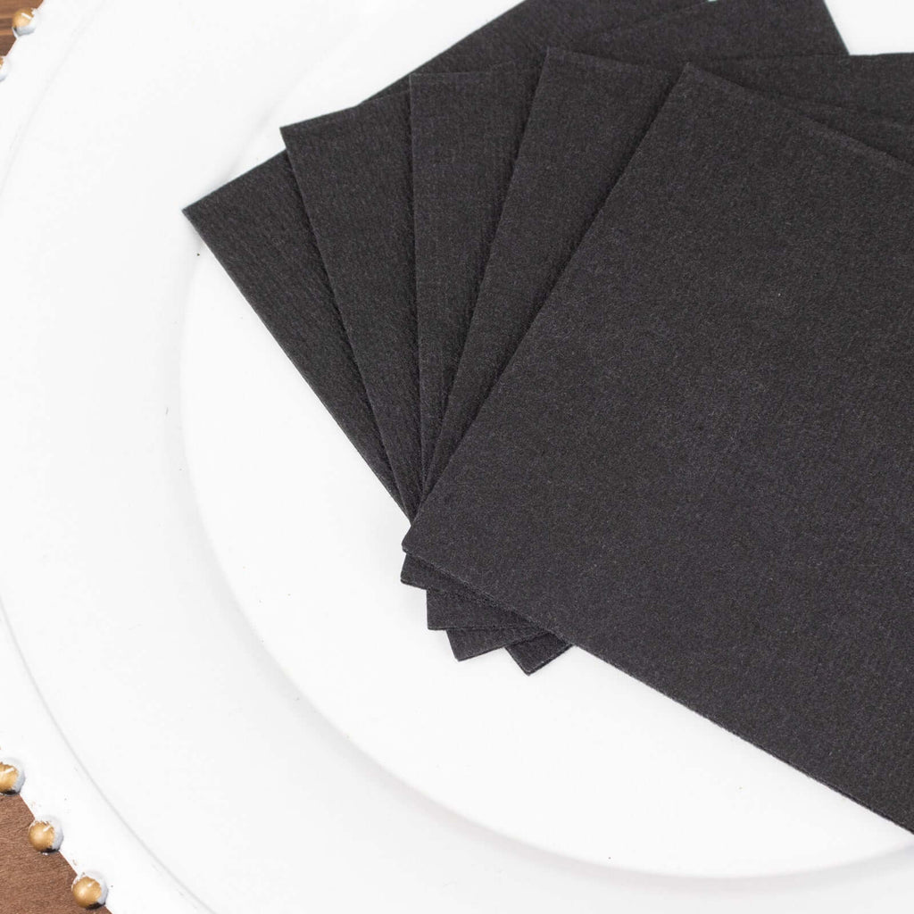 20 Pack Linen - Like Paper 5"x5" Napkins Black - Highly Absorbent Airlaid Napkins - Bell Racket Store